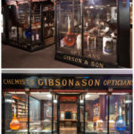 Colour photographs of a Victorian pharmacy museum display