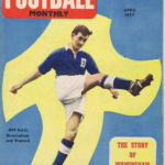 Front cover of a 1957 football magazine showing Jeff Hall