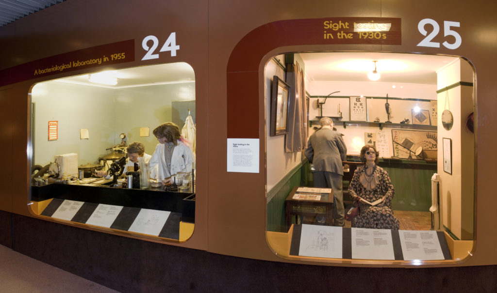 Colour photograph of medical history dioramas in a museum