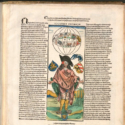 Hand coloured woodcut and moveable type book illustration of the syphilitic man fifteenth century