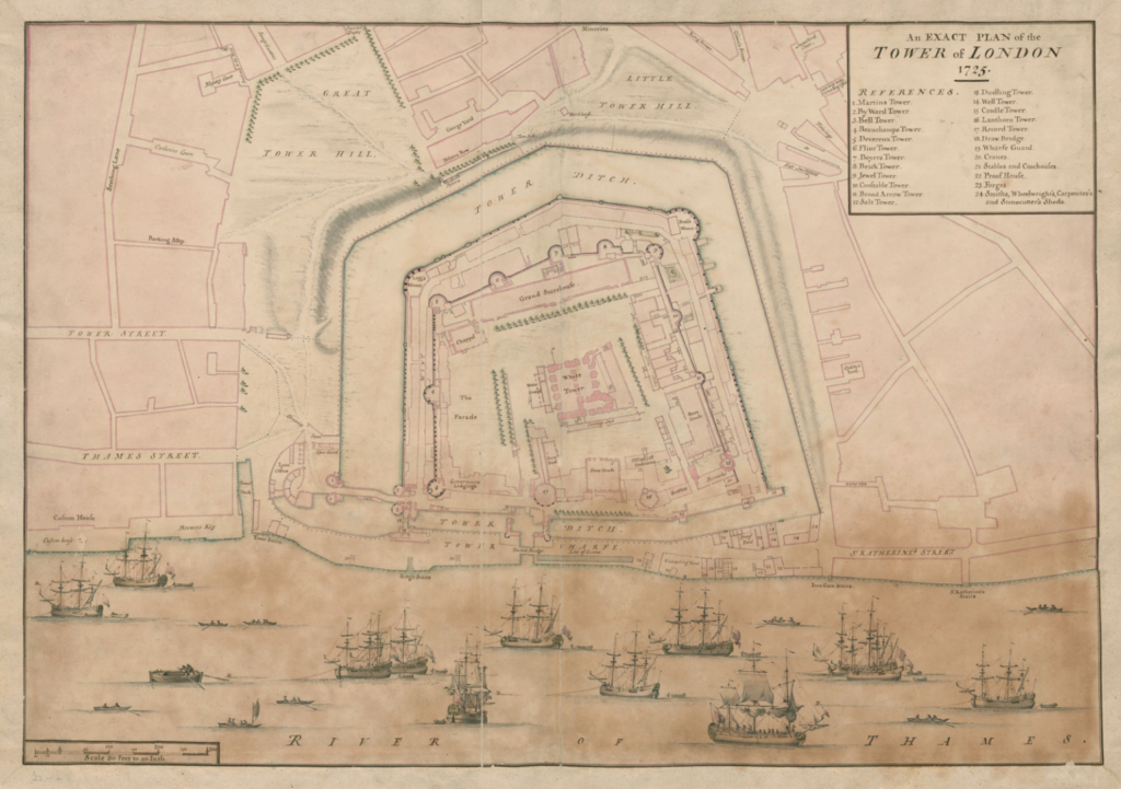 Map plan of the Tower of London in 1725