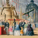 Coloured illustration of an audience at the Great Exhibition