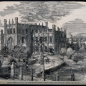 Print of an engraving of the Grant Medical College in Bombay