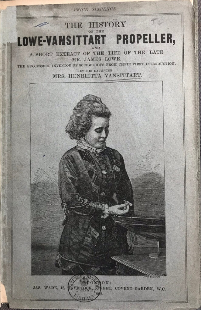 Cover of a booklet showing an illustration of Henrietta Vansittart holding a propeller model