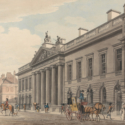 Coloured engraving of the grand new frontage of the East India Company headquarters in Leadenhall Street in 1800