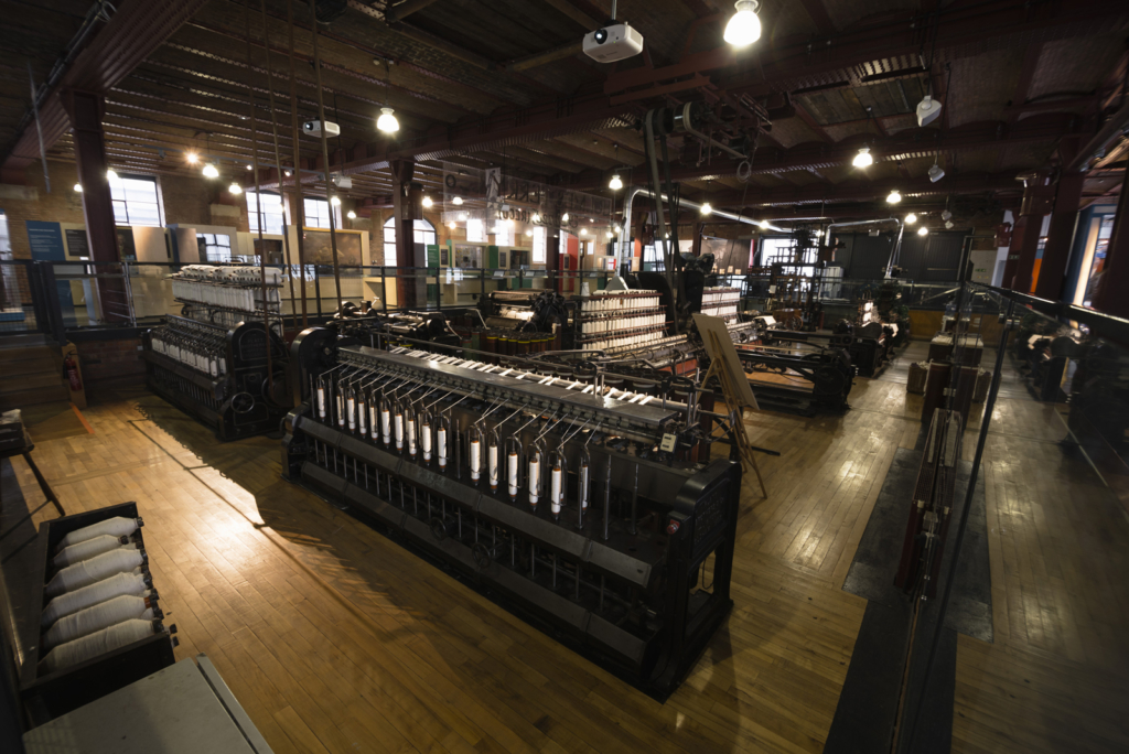 Colour photograph of a museum textiles gallery