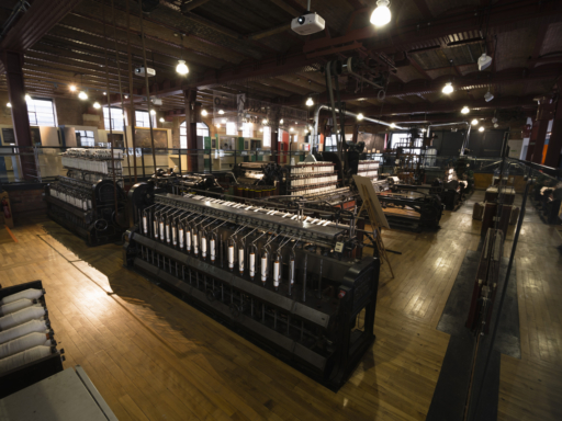 Colour photograph of a museum textiles gallery