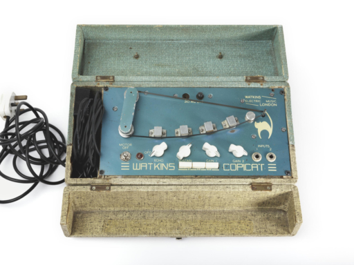Colour photograph of a Watkins Electric Music Copicat Tape Delay machine circa 1961