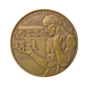 Colour photographs of a Stockton and Darlington Railway centenary medallion