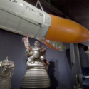 Video still showing the Black Arrow rocket suspended in the Science Museum Space Gallery