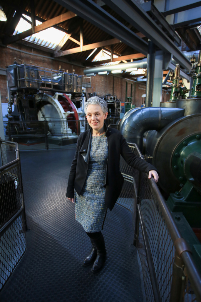 Colour photograph of Sally MacDonald inside the Science and Industry Museum