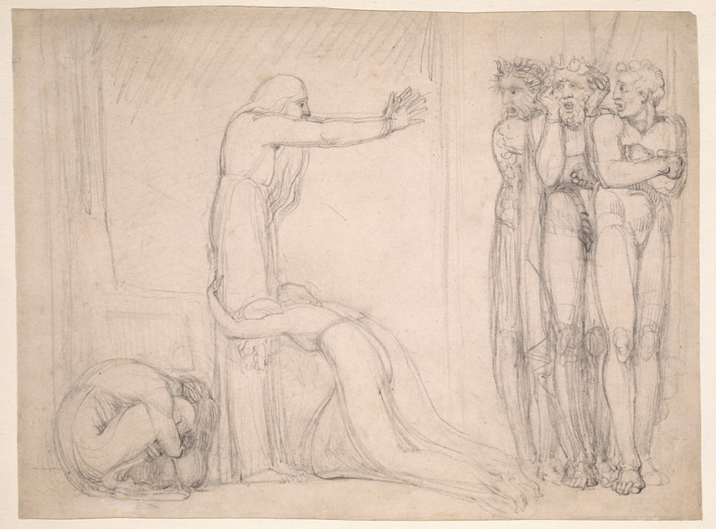 Pencil studies of hebrew characters in human Form from 1789