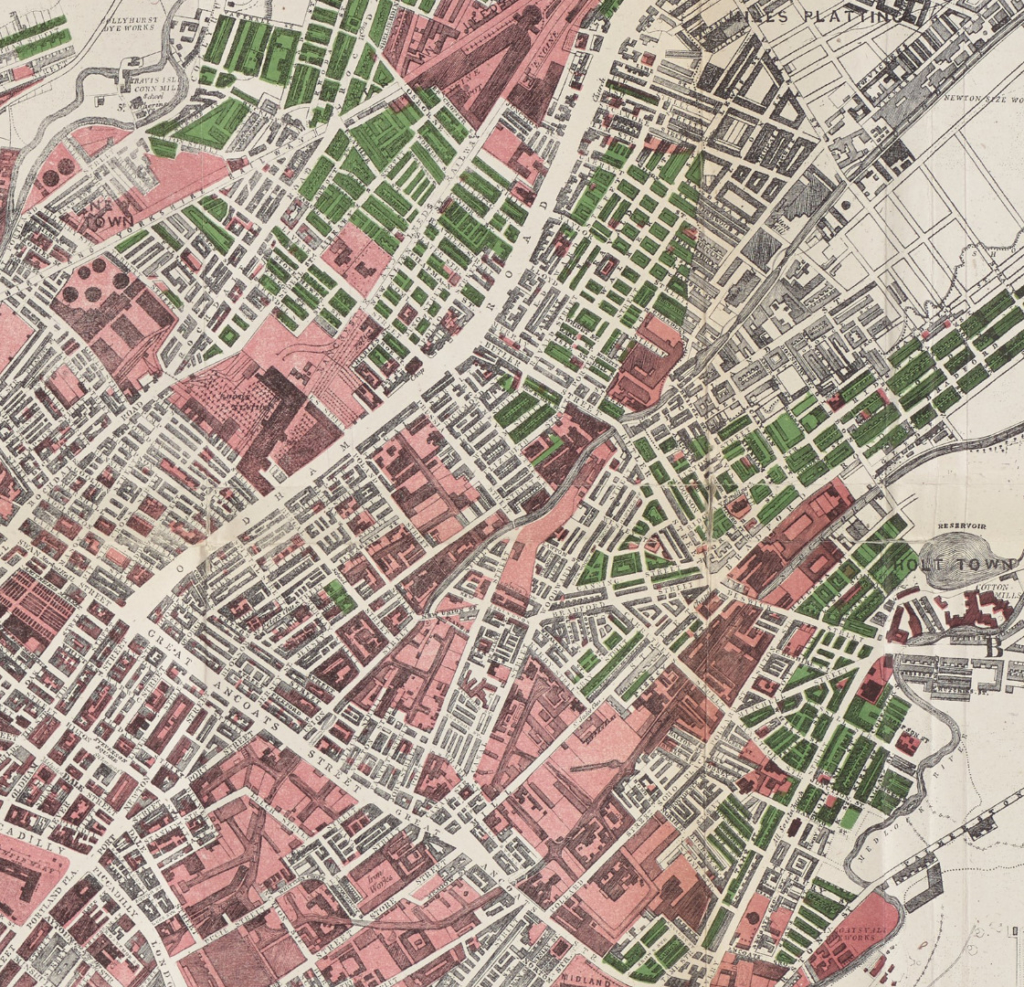 Detail of Map of the City of Manchester from 1876