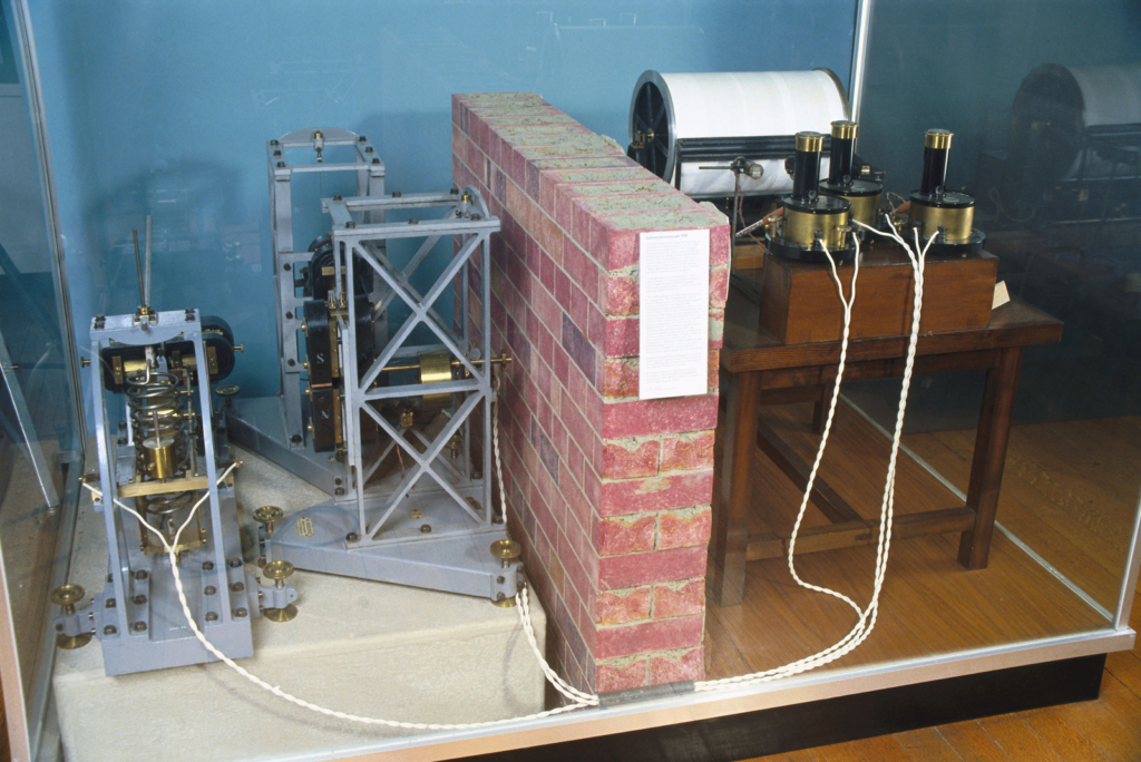 Colour photograph of a Golitsyn three component seismograph