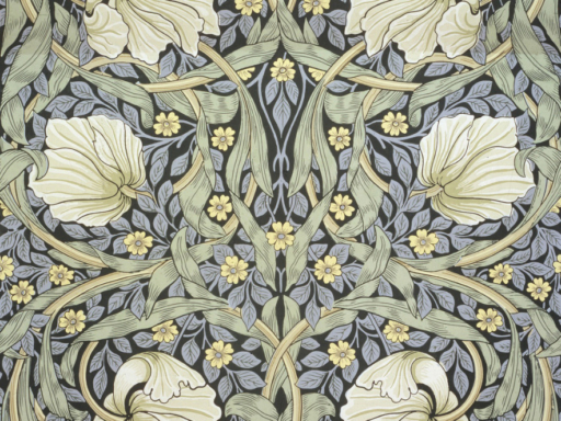 Block printed wallpaper of Vine Daisy Willow Sunflower Pomegranate Trellis Pimpernel