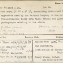A museum acquisition form for Marconi company apparatus