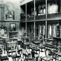 Black and white photograph of the Great Hall in the Edinburgh Museum of Science and Art