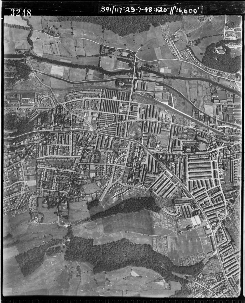 Composite aerial vertical photograph of the site of Saltaire