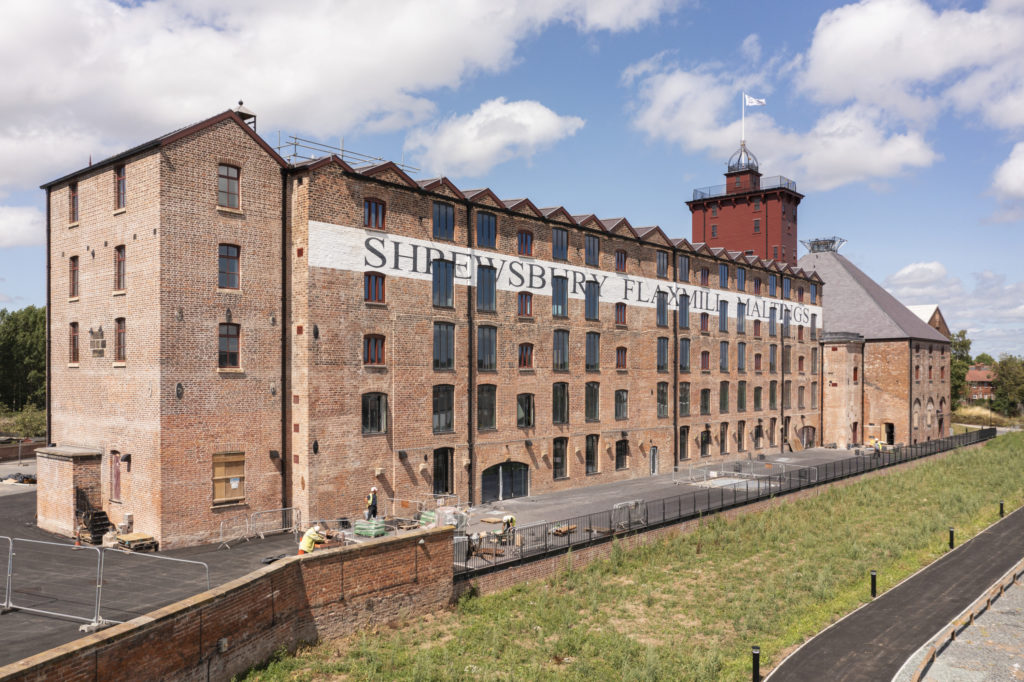 Colour photograph of the Shrewsbury Flaxmill Maltings building