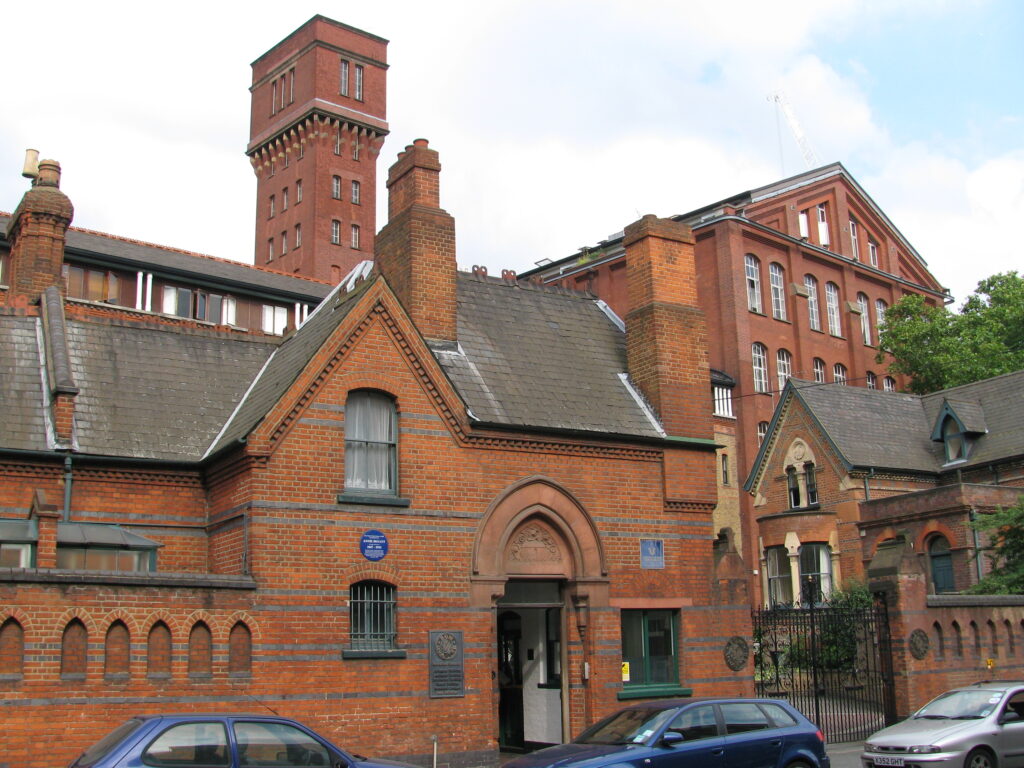 Colour photograph of Bryant and May’s Fairfield factory site in Bow London