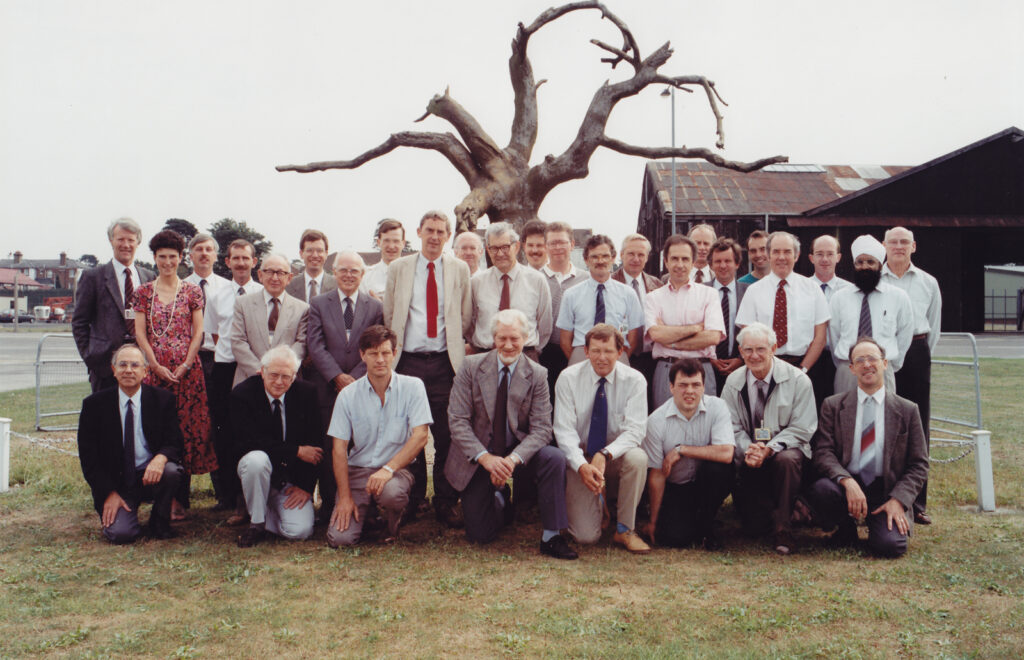 Colour photograph of members of the materials and structures department at DRA Farnborough in 1992
