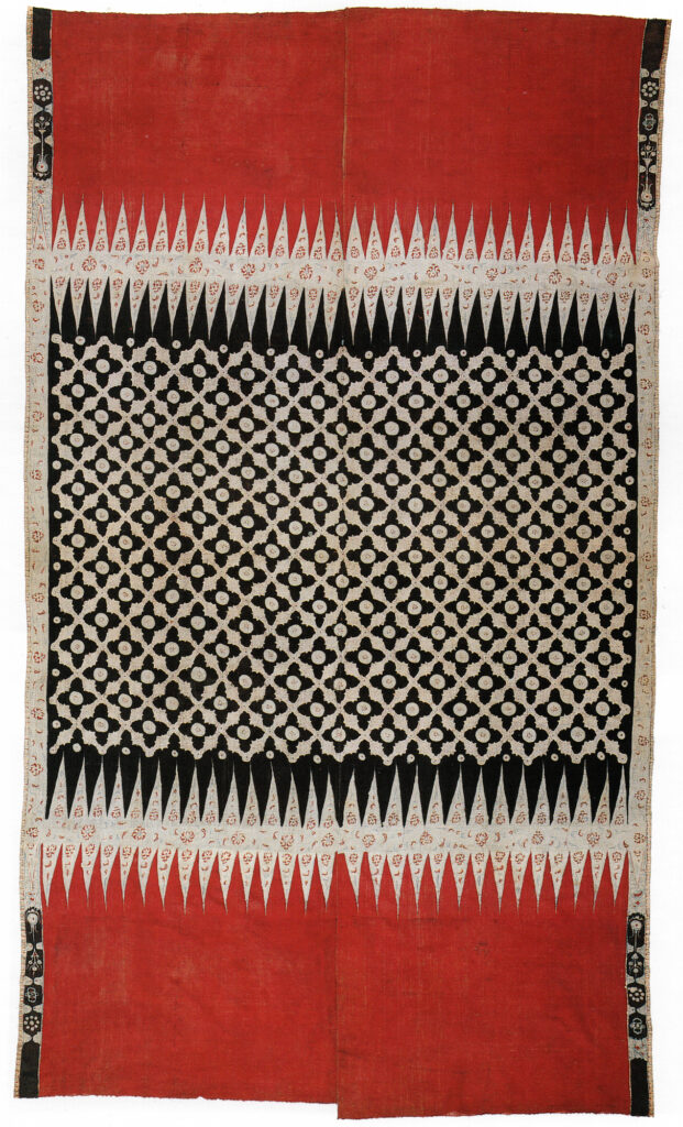 Colour photograph of a ceremonial Textile made on the Coromandel Coast for the Indonesian market