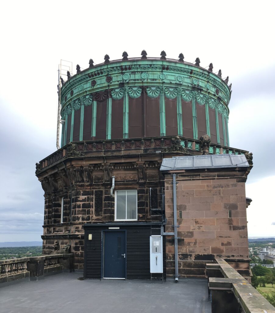 Colour photograph of the view of one of the domes at Royal Observatory Edinburgh
