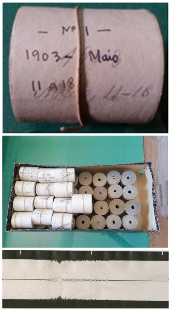 Milne seismogram and seismogram rolls of the Alaska earthquake