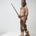 Photograph of a model of prehistoric iceman