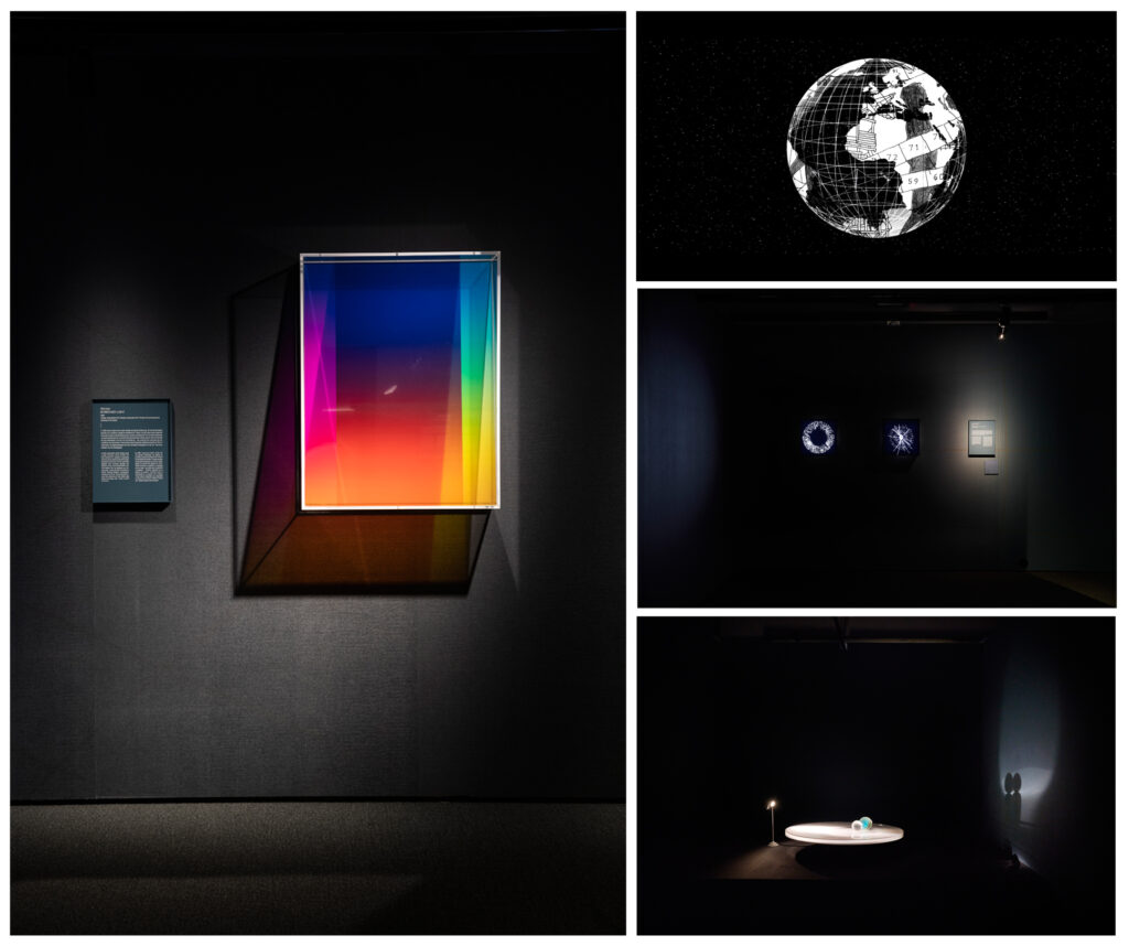 Collection of four image showing art works in exhibitions